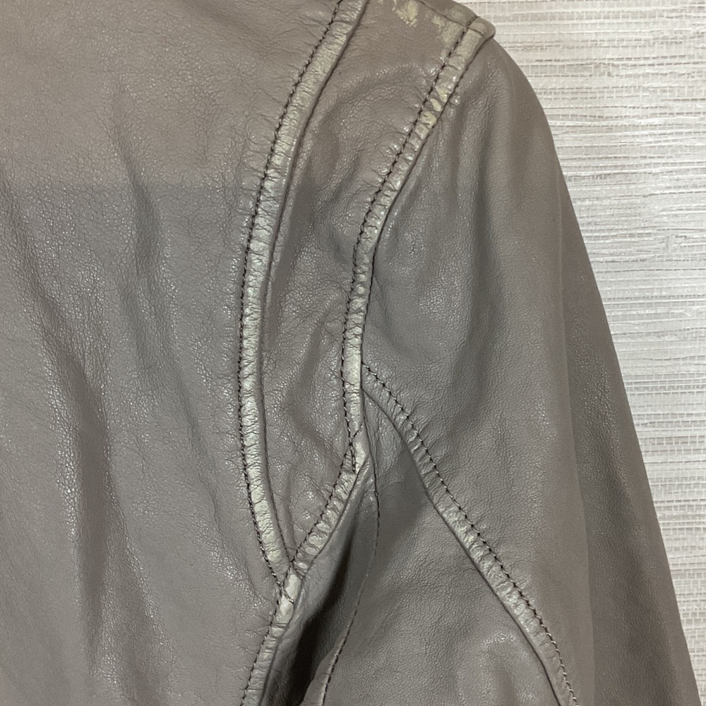Women's Mauritius Sofia RF Lambskin Leather Biker Moto Jacket Distressed Grey 8 - Picture 15 of 16